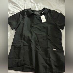 Black Casma Three pocket scrub top Figs. Size L. Brand new